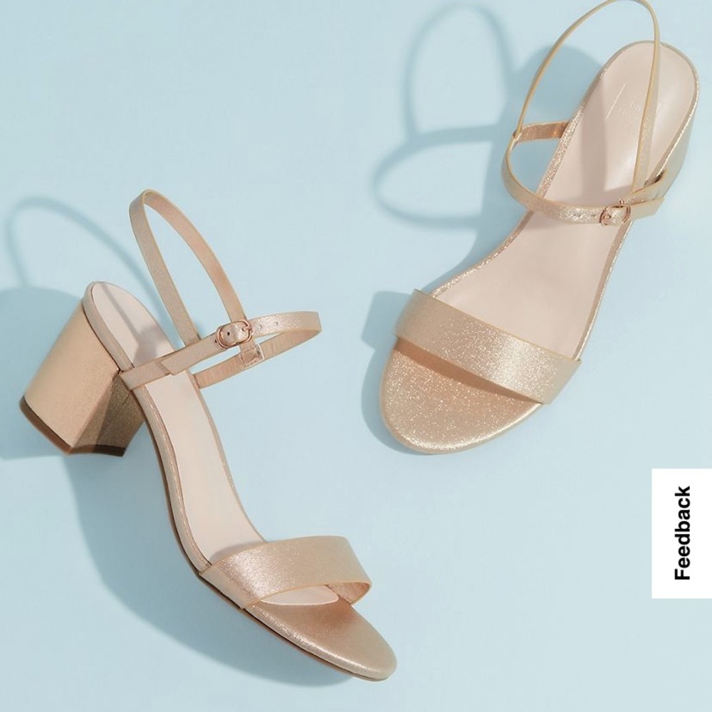 Brand NWT David’s Bridal Cinde Strappy Black Heel Metallic Gold 2 in Heels sz 9
